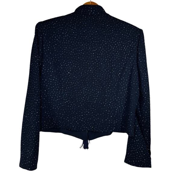 Jessica Howard‎ Navy Shimmery Beaded Blazer Classic Suit Jacket Zip Up Sz 14 - Picture 9 of 11